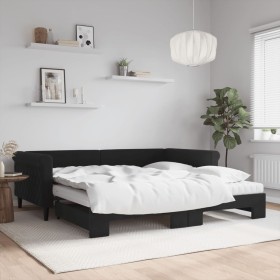 Trundle sofa bed with black velvet mattress 100x200 cm by , Beds and slatted bases - Ref: Foro24-3197806, Price: 472,90 €, Di...