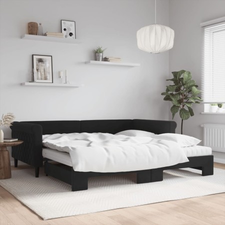 Ausziehbares Schlafsofa mit schwarzer Samtmatratze 100x200 cm von , Betten und Lattenroste - Ref: Foro24-3197806, Preis: 472,...