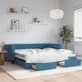 Ausziehbares Schlafsofa mit Schubladen aus blauem Samt, 100 x 200 cm von , Betten und Lattenroste - Ref: Foro24-3197825, Prei...