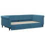 Ausziehbares Schlafsofa mit Schubladen aus blauem Samt, 100 x 200 cm von , Betten und Lattenroste - Ref: Foro24-3197825, Prei...