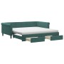 Trundle sofa bed with drawers dark green velvet 100x200 cm by , Beds and slatted bases - Ref: Foro24-3197852, Price: 470,63 €...