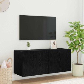 Mueble de TV Montado en la Pared Roble Negro 100 x 35 x 41 cm