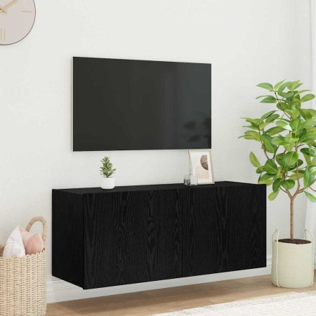 Mueble de TV Montado en la Pared Roble Negro 100 x 35 x 41 cm
