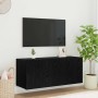 Mueble de TV Montado en la Pared Roble Negro 100 x 35 x 41 cm
