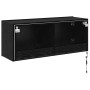 Mueble de TV Montado en la Pared Roble Negro 100 x 35 x 41 cm