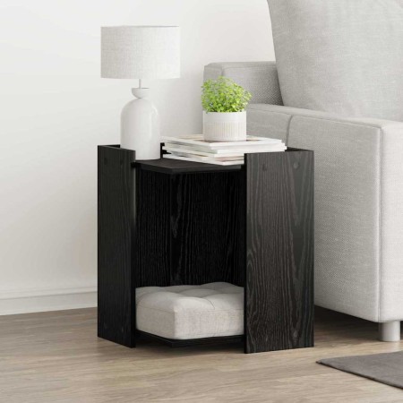 Cubículo para caja de arena de gato Roble Negro 42 x 42 x 51 cm