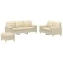 Sofa set with cushions 3 pieces cream fabric by , Sofas - Ref: Foro24-3201332, Price: 533,32 €, Discount: %