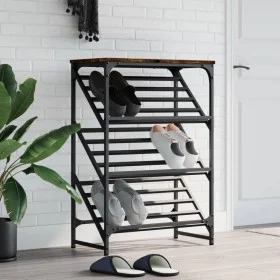 Smoked oak engineered wood shoe rack cabinet 60x30x85 cm by , Shoe racks and shoe organizers - Ref: Foro24-833425, Price: 48,...