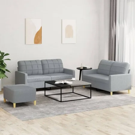 Sofa set with cushions 3 pieces light gray fabric by , Sofas - Ref: Foro24-3201282, Price: 422,08 €, Discount: %