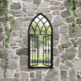 Black iron garden mirror for outdoors 100x45 cm by , Mirrors - Ref: Foro24-318362, Price: 129,52 €, Discount: %