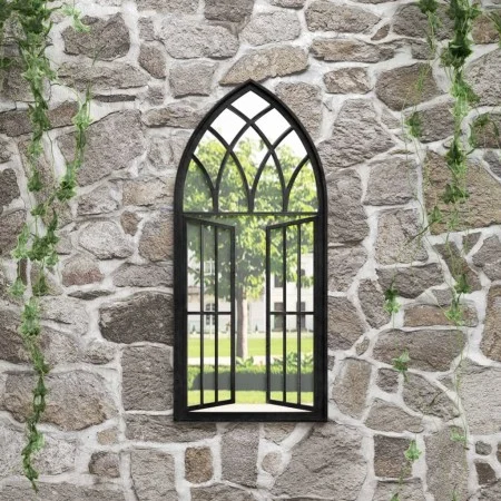 Espejo de jardín hierro negro para exterior 100x45 cm de , Espejos - Ref: Foro24-318362, Precio: 120,21 €, Descuento: %