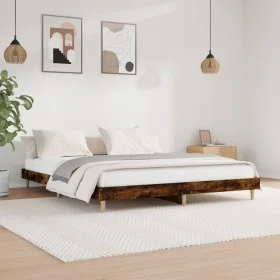 Smoked oak engineered wood bed frame 140x200cm by , Beds and slatted bases - Ref: Foro24-832042, Price: 110,00 €, Discount: %