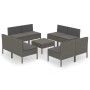 Set de muebles de jardín 9 pzas y cojines ratán sintético gris