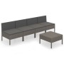 Set de muebles de jardín 5 pzas y cojines ratán sintético gris