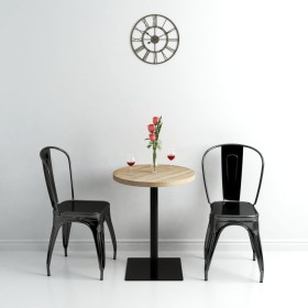Mesa de bar bistró MDF y acero redonda 60x75 cm color roble by , Kitchen and dining tables - Ref: Foro24-245612, Price: 100,2...
