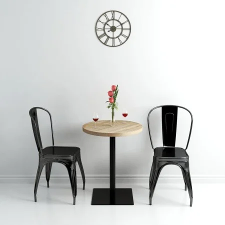 Mesa de bar bistró MDF y acero redonda 60x75 cm color roble by , Kitchen and dining tables - Ref: Foro24-245612, Price: 98,66...