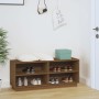 Armario zapatero madera maciza de pino marrón miel 110x34x45 cm by , Shoe racks and shoe organizers - Ref: Foro24-813543, Pri...