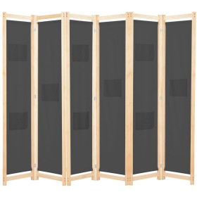 Biombo divisor de 6 paneles de tela gris 240x170x4 cm by , Room dividers - Ref: Foro24-248178, Price: 79,82 €, Discount: %