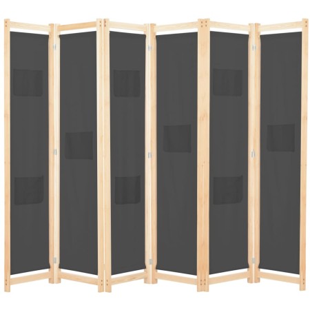 Biombo divisor de 6 paneles de tela gris 240x170x4 cm de , Divisores de ambientes - Ref: Foro24-248178, Precio: 76,98 €, Desc...