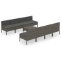 Set de muebles de jardín 9 pzas y cojines ratán sintético gris