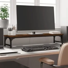 Soporte de pantalla madera ingeniería marrón roble 85x23x15,5cm by , Computer bases and risers - Ref: Foro24-834009, Price: 2...