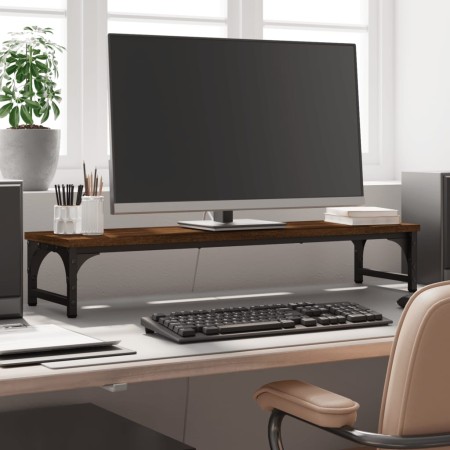 Soporte de pantalla madera ingeniería marrón roble 85x23x15,5cm by , Computer bases and risers - Ref: Foro24-834009, Price: 2...