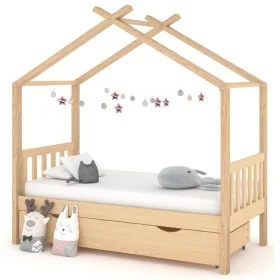 Estructura cama infantil con cajón madera pino maciza 80x160 cm by , Cribs and beds for children - Ref: Foro24-322146, Price:...