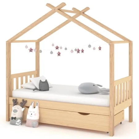 Kinderbettstruktur mit massivem Kiefernholzschubladen 80x160 cm. von , Kinderbetten und Betten für Kinder - Ref: Foro24-32214...