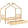 Kinderbettstruktur mit massivem Kiefernholzschubladen 80x160 cm. von , Kinderbetten und Betten für Kinder - Ref: Foro24-32214...