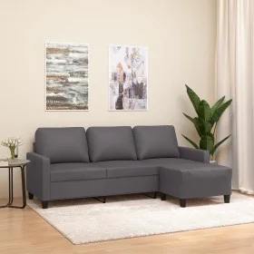 3-seater sofa with gray synthetic leather ottoman, 180 cm by , Sofas - Ref: Foro24-3201026, Price: 299,00 €, Discount: %