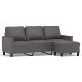3-seater sofa with gray synthetic leather ottoman, 180 cm by , Sofas - Ref: Foro24-3201026, Price: 303,65 €, Discount: %