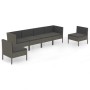 Set de muebles de jardín 6 pzas y cojines ratán sintético gris