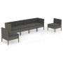 Set de muebles de jardín 6 pzas y cojines ratán sintético gris