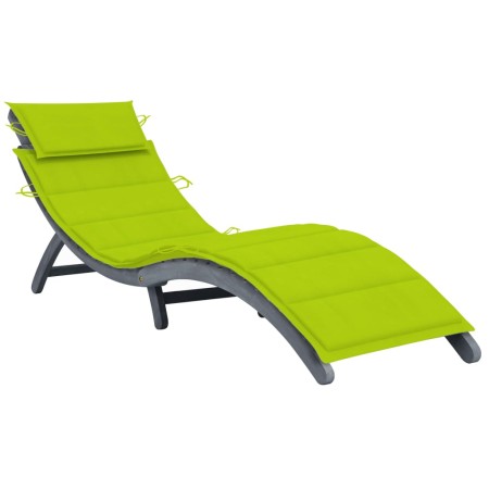 Tumbona con cojín madera maciza de acacia gris by , Loungers - Ref: Foro24-3064055, Price: 151,18 €, Discount: %