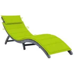 Solid Acacia Wood Lounger with Gray Cushion by , Loungers - Ref: Foro24-3064055, Price: 143,80 €, Discount: %