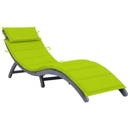 Solid Acacia Wood Lounger with Gray Cushion by , Loungers - Ref: Foro24-3064055, Price: 143,80 €, Discount: %