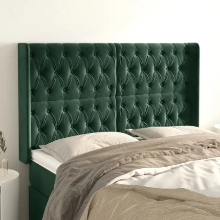Kopfteil mit dunkelgrünen Samtohren 163x16x118/128cm von , Kopf- und Fußteile - Ref: Foro24-3119973, Preis: 162,19 €, Rabatt: %