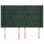 Headboard with dark green velvet ears 163x16x118/128cm by , Headboards and footboards - Ref: Foro24-3119973, Price: 159,34 €,...