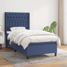 Box spring bed with blue fabric mattress 90x190 cm by , Beds and slatted bases - Ref: Foro24-3131639, Price: 358,85 €, Discou...