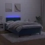 Box spring bed with mattress and LED dark blue velvet 120x200 cm by , Beds and slatted bases - Ref: Foro24-3134577, Price: 39...