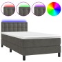 Box spring bed with mattress and LED dark gray velvet 80x200 cm by , Beds and slatted bases - Ref: Foro24-3134610, Price: 287...