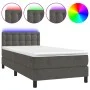 Box spring bed with mattress and LED dark gray velvet 80x200 cm by , Beds and slatted bases - Ref: Foro24-3134610, Price: 301...