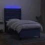 Box spring bed mattress and LED lights blue fabric 90x190 cm by , Beds and slatted bases - Ref: Foro24-3138523, Price: 364,79...