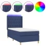 Box spring bed mattress and LED lights blue fabric 90x190 cm by , Beds and slatted bases - Ref: Foro24-3139083, Price: 365,66...