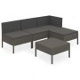 Set de muebles de jardín 5 pzas y cojines ratán sintético gris
