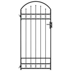 Puerta de jardín con arco de acero negro 89x200 cm