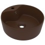 Luxuriöses Waschbecken und Überlauf aus dunkelbrauner, matter Keramik 36x13 cm von , Sinkt - Ref: Foro24-147039, Preis: 48,73...