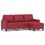 3 seater sofa with stool red synthetic leather 180 cm by , Sofas - Ref: Foro24-3201027, Price: 303,92 €, Discount: %