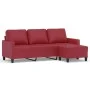 3-Sitzer-Sofa mit Hocker aus rotem Kunstleder, 180 cm von , Sofas - Ref: Foro24-3201027, Preis: 300,03 €, Rabatt: %