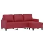 3 seater sofa with stool red synthetic leather 180 cm by , Sofas - Ref: Foro24-3201027, Price: 300,03 €, Discount: %